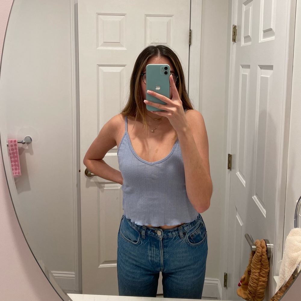 UO project social t baby blue tank top